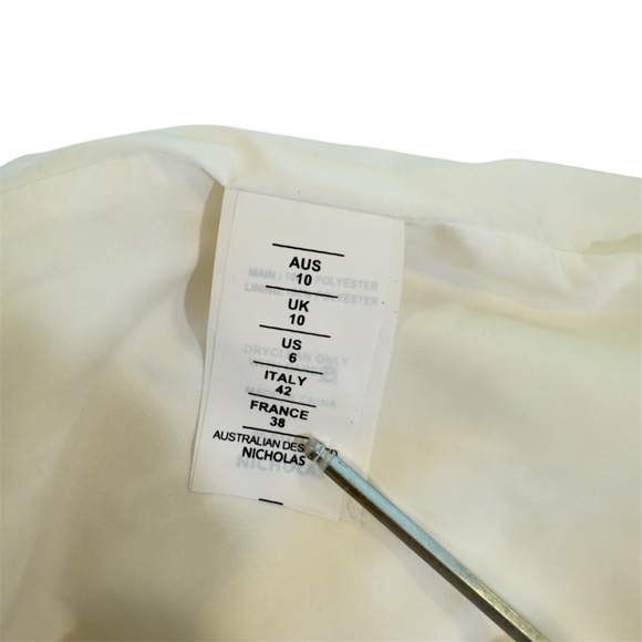 Nicholas One Shoulder Dress White Embroidered Eyelet Long Sleeves Polyester - Picture 13 of 16